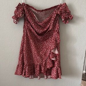 Floral Red Off-Shoulder Dress